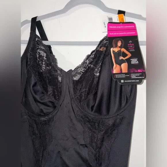 NWT Maidenform Black Lace-Trim Bodysuit Shaper - Picture 2 of 4